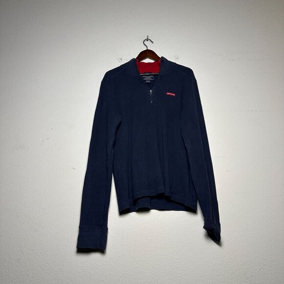 VTG Abercrombie & Fitch Muscle Ribbed Slim Sweaters Men L Blue Casual Gorp 90s - Picture 1 of 15